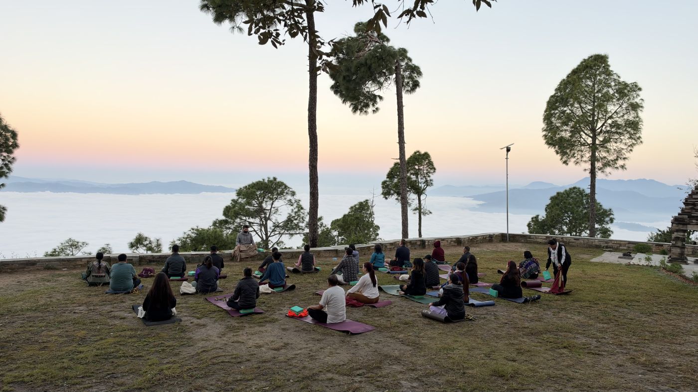 Sunrise meditation above the clouds, Kasar Devi retreat