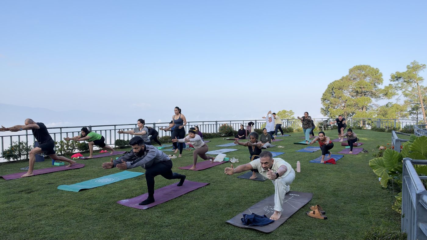 Morning yoga, Kasar Devi retreat